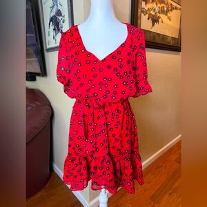 Express M Red floral dress